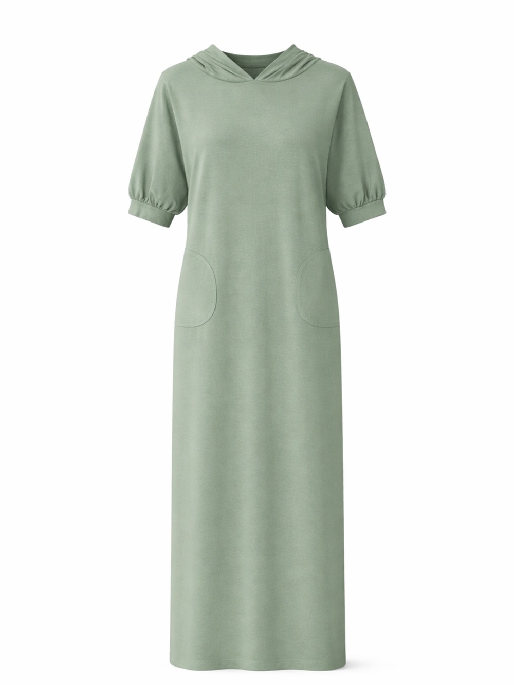 Aleeza Paris Green Dolman Sleeve Hoodie Maxi Dress